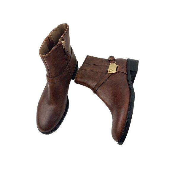 *ECCO Brown Leather Harness Ankle Boots Womens Size EU 36